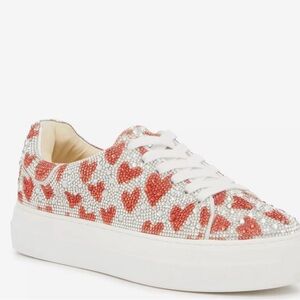 Betsey Johnson Red and White Heart Sneakers